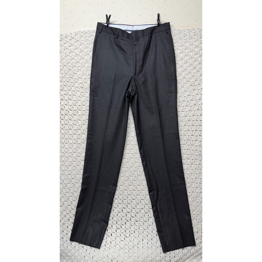 Ben Silver Charleston 100% Wool Pants Mens 31x35 Black Flant Front Ethomas Italy